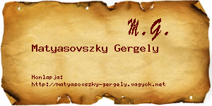 Matyasovszky Gergely névjegykártya